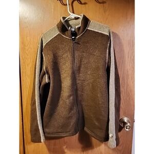 Kuhl Alpaca Fleece Jacket Womens Medium Brown & Tan Sweatshirt‎ Full Zip -